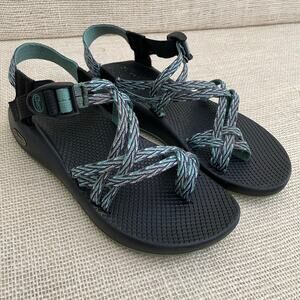 Chacos Boulder Z2 Toe Strap Teal Black Sandals, Hikers, Adjustable, Women's 9